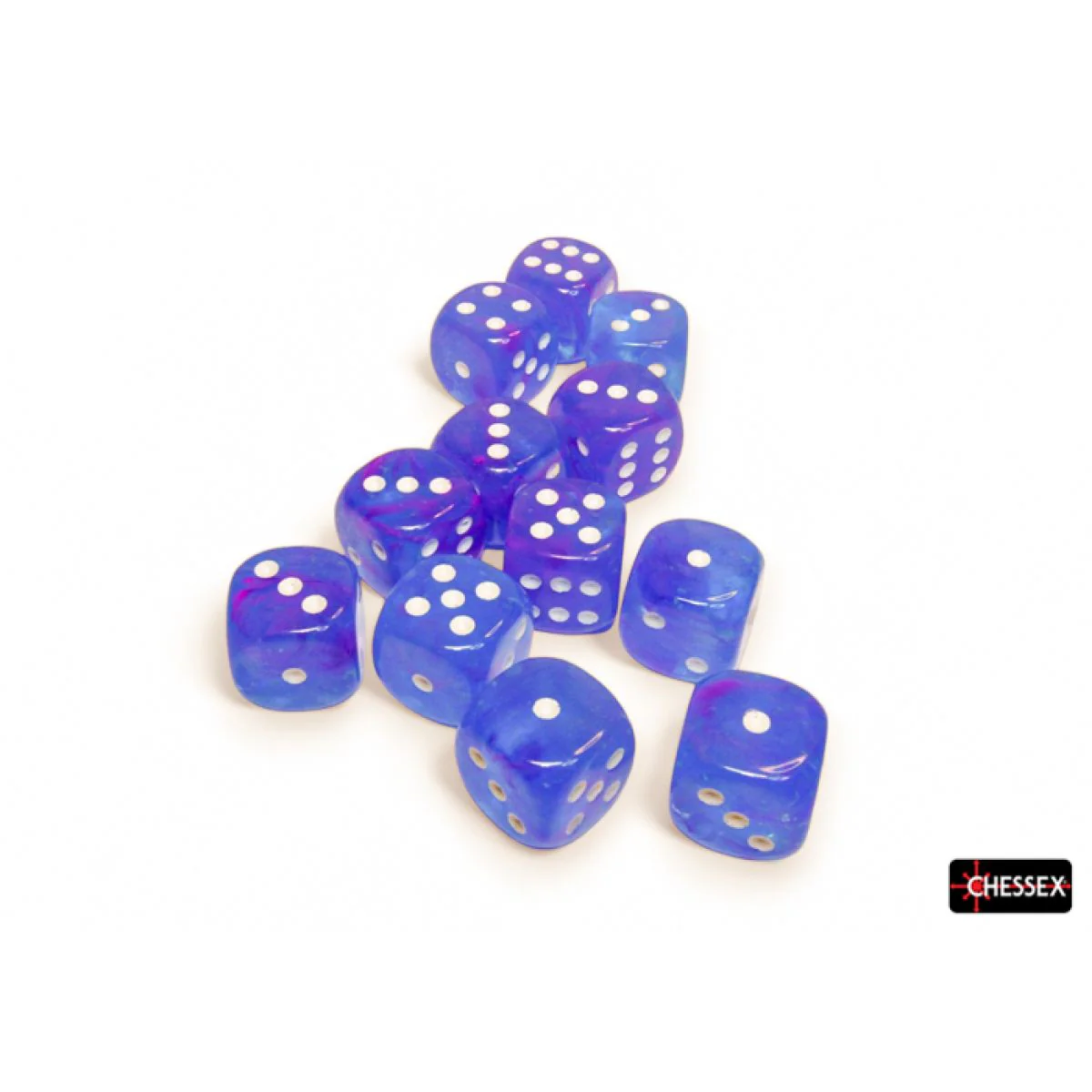 Chessex - 16mm D6 (12 Dice) Nebula Aura/White Luminary