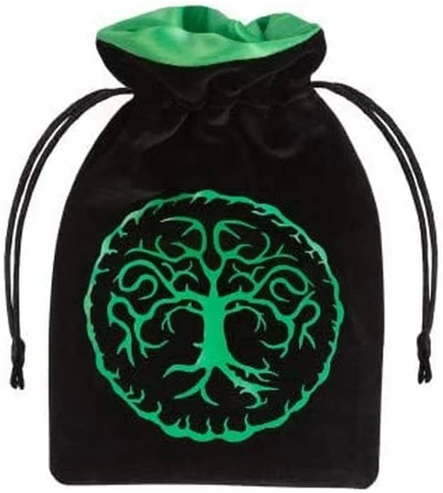 Q Workshop - Forest Black & Green Velour Dice Bag