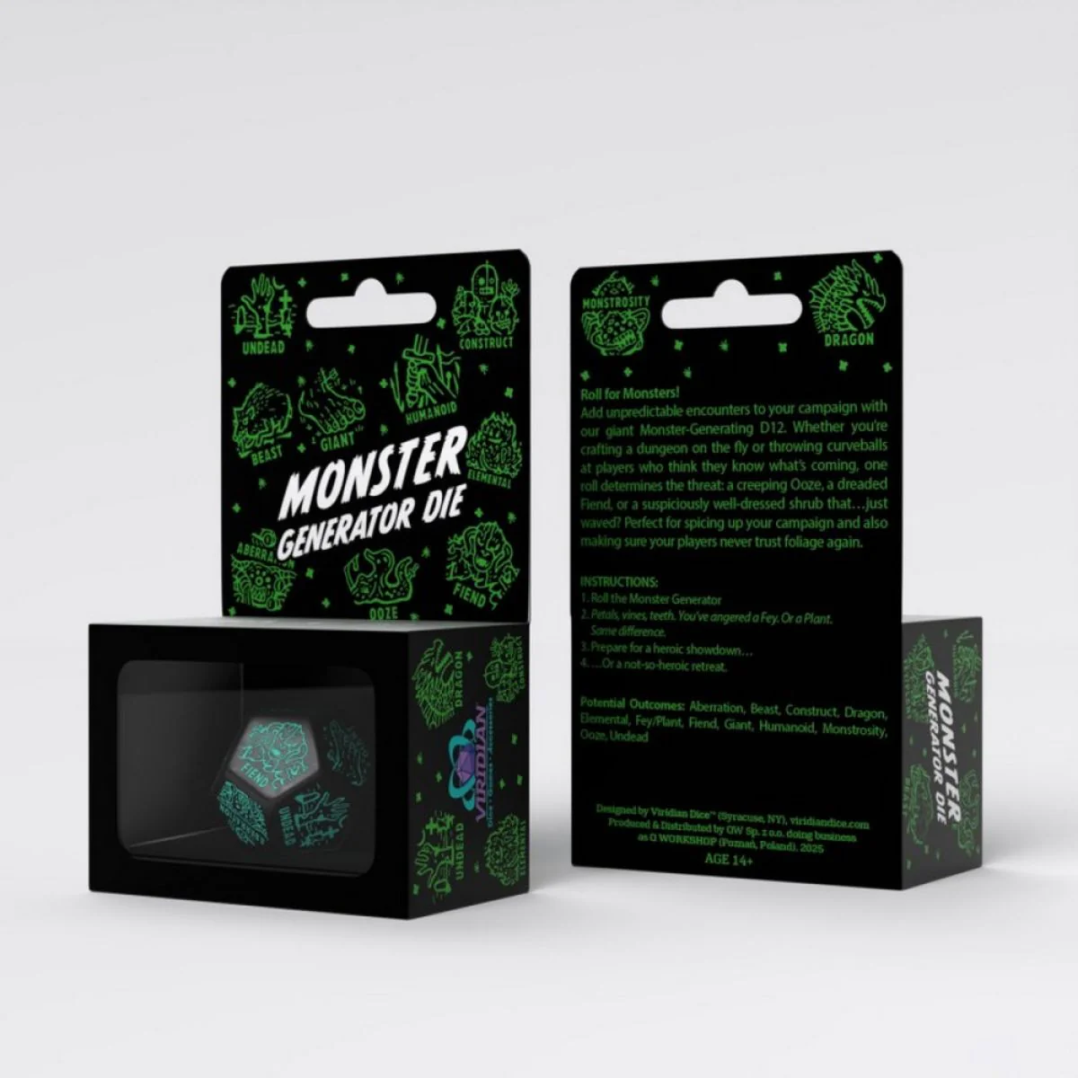 Q Workshop - Monster Generator Die - Black/Turquoise